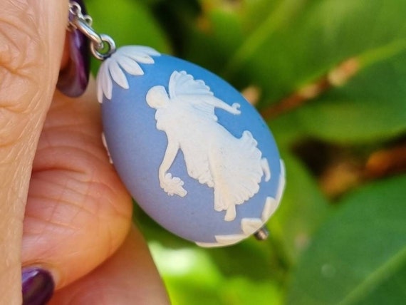 Vintage Blue Wedgwood Pendant Dancing Ladies Fairy Silver Egg - Etsy