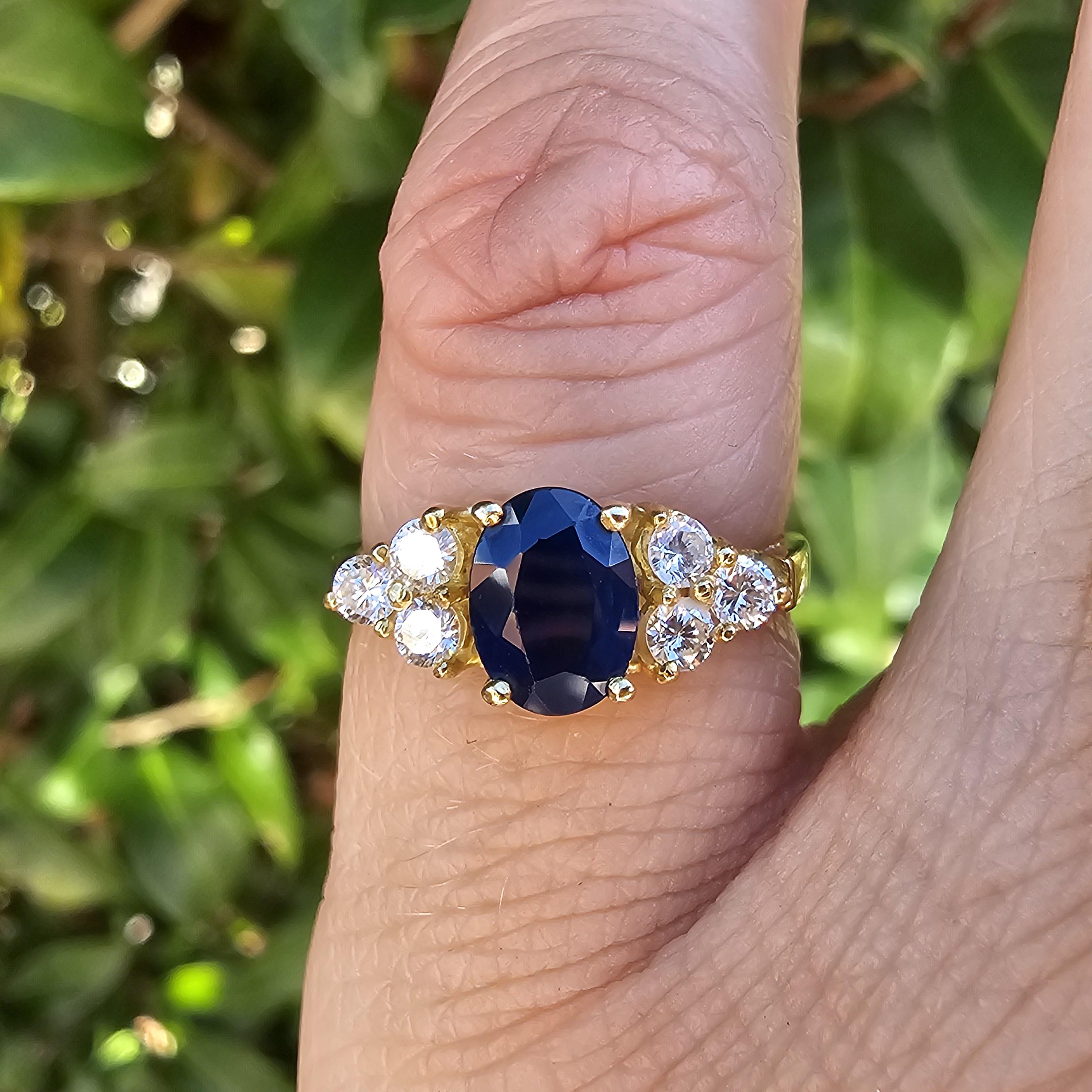 ヴィンテージ 18K ゴールド サファイア＆ダイヤモンド リング - UK 