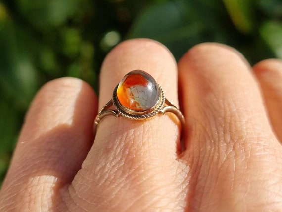 Vintage 9ct Gold Moss Agate Ring size K1/2 or U.S… - image 8