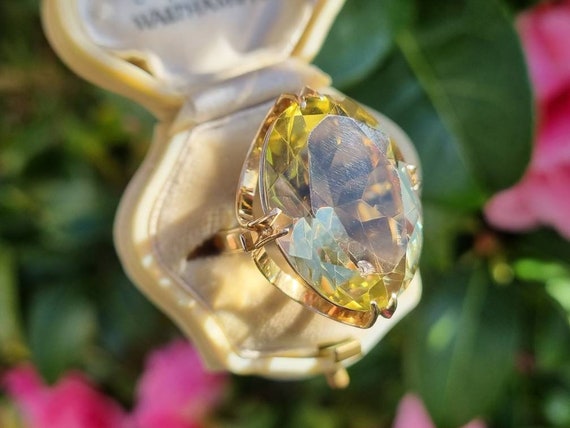 Vintage Huge 9ct Yellow Gold Yellow Citrine Ring … - image 7