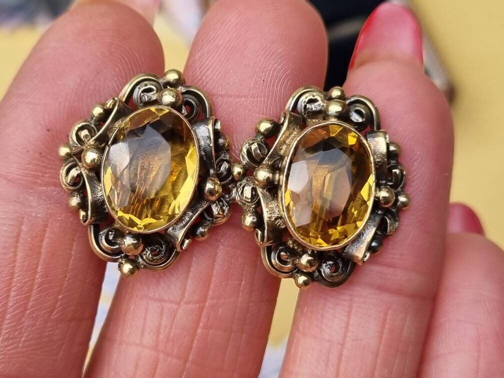 Vintage citrine shop earrings