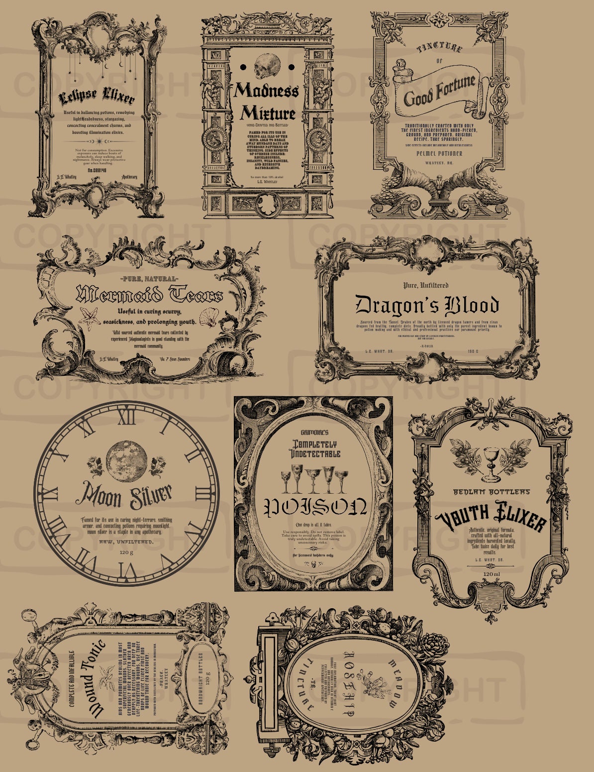 Vintage Apothecary Labels | Spooky Halloween Potion Bottles (digital ...