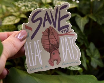 Pegatina de vinilo con temática de murciélagos y hojas: calcomanía de fantasía duradera