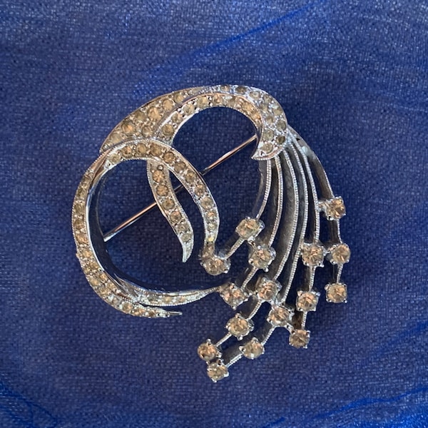 Stunning Ledo POLCINI SIGNED Pave Rhinestone Brooch, Wedding Jewelry for Brides