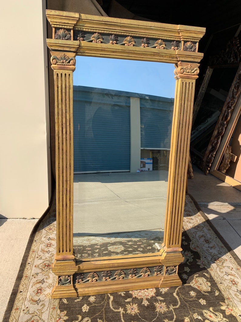 Large English Egyptian Revival Style Gold Gilded Wall Mirror Etsy