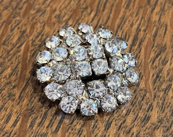 Vintage Prong Set Rhinestone Blossom Shoe Clip Brooch