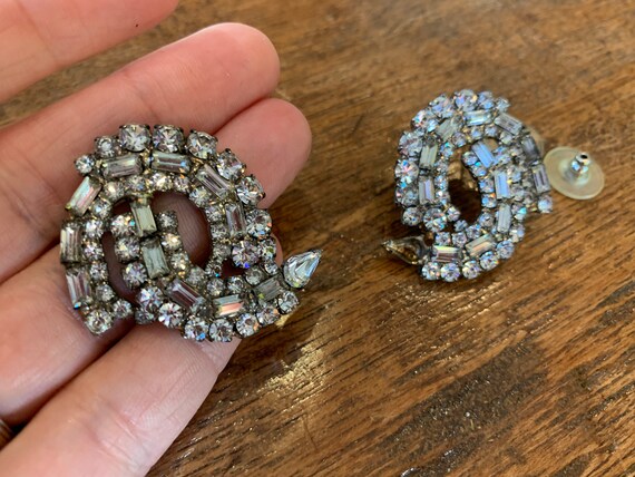 Vintage Clear Crystal Rhinestone Post Earrings Ar… - image 6