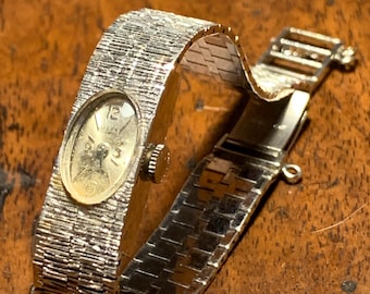 Vintage 14k White Gold ULIX Ladies Cocktail Bracelet Wristwatch
