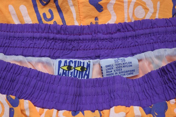 80 ' s rare Vintage « LAGUNA » abstrait en Nylon Shorts/troncs coloré à motifs Swim Shorts/troncs Nylon Sz : grande (exclusif des hommes) 95817c 80 ' s rare Vintage « LAGUNA » abstrait en Nylon Shorts/troncs coloré à motifs Swim Shorts/troncs Nylon Sz : grande (exclusif des hommes) 95817c
