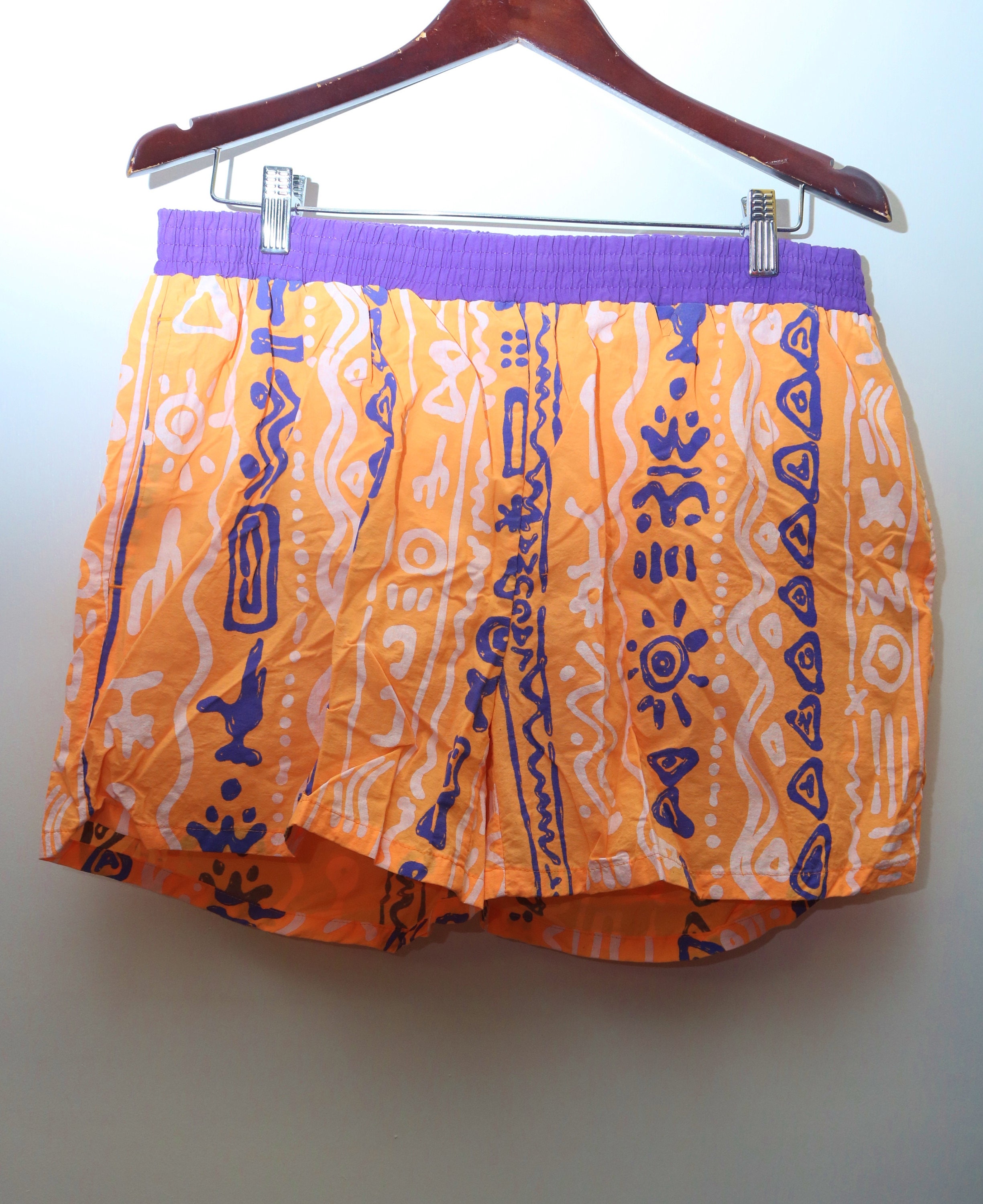 80 ' s rare Vintage « LAGUNA » abstrait en Nylon coloré à motifs Swim Shorts/troncs Sz : grande (exclusif des hommes) 80 ' s rare Vintage « LAGUNA » abstrait en Nylon Shorts/troncs coloré à motifs Swim Shorts/troncs Nylon Sz : grande (exclusif des hommes) 95817c