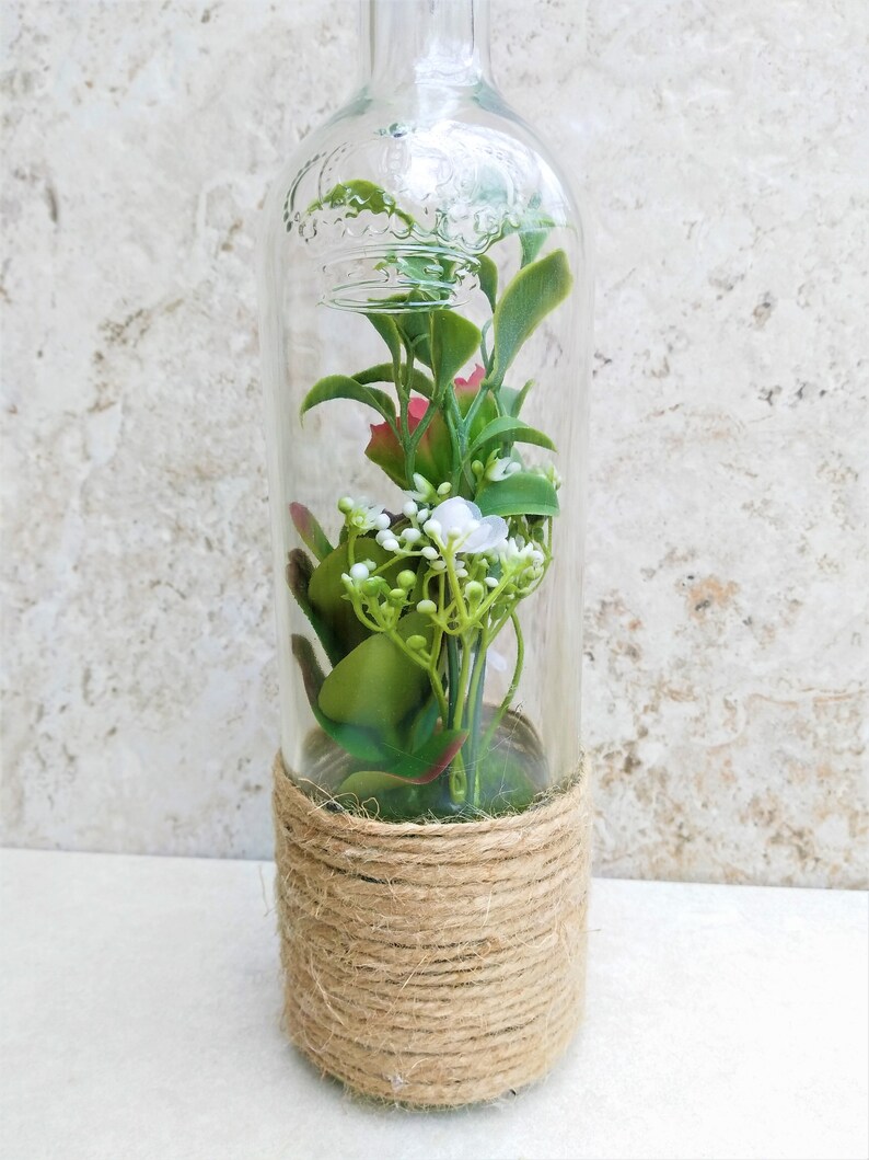 Terrarium Wine Bottle Glass Terrarium Backyard Decor Wine Etsy