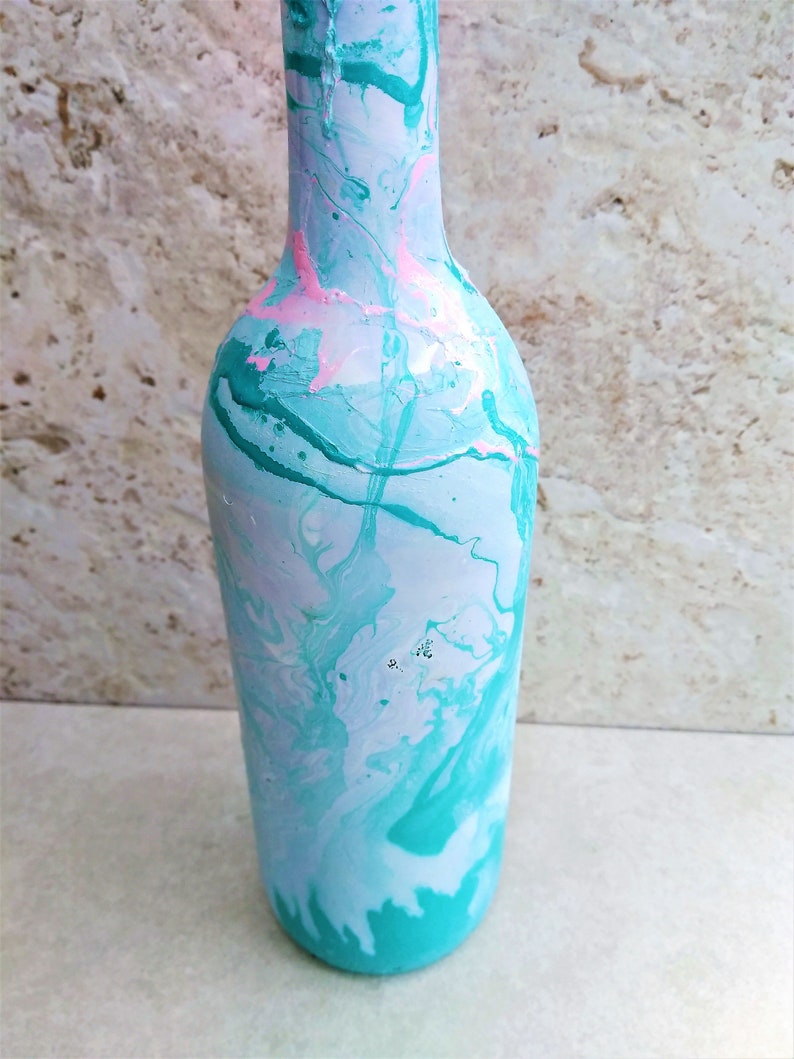 Marble Vase Geode Art Wine Bottle Decor Marble Centerpiece Etsy