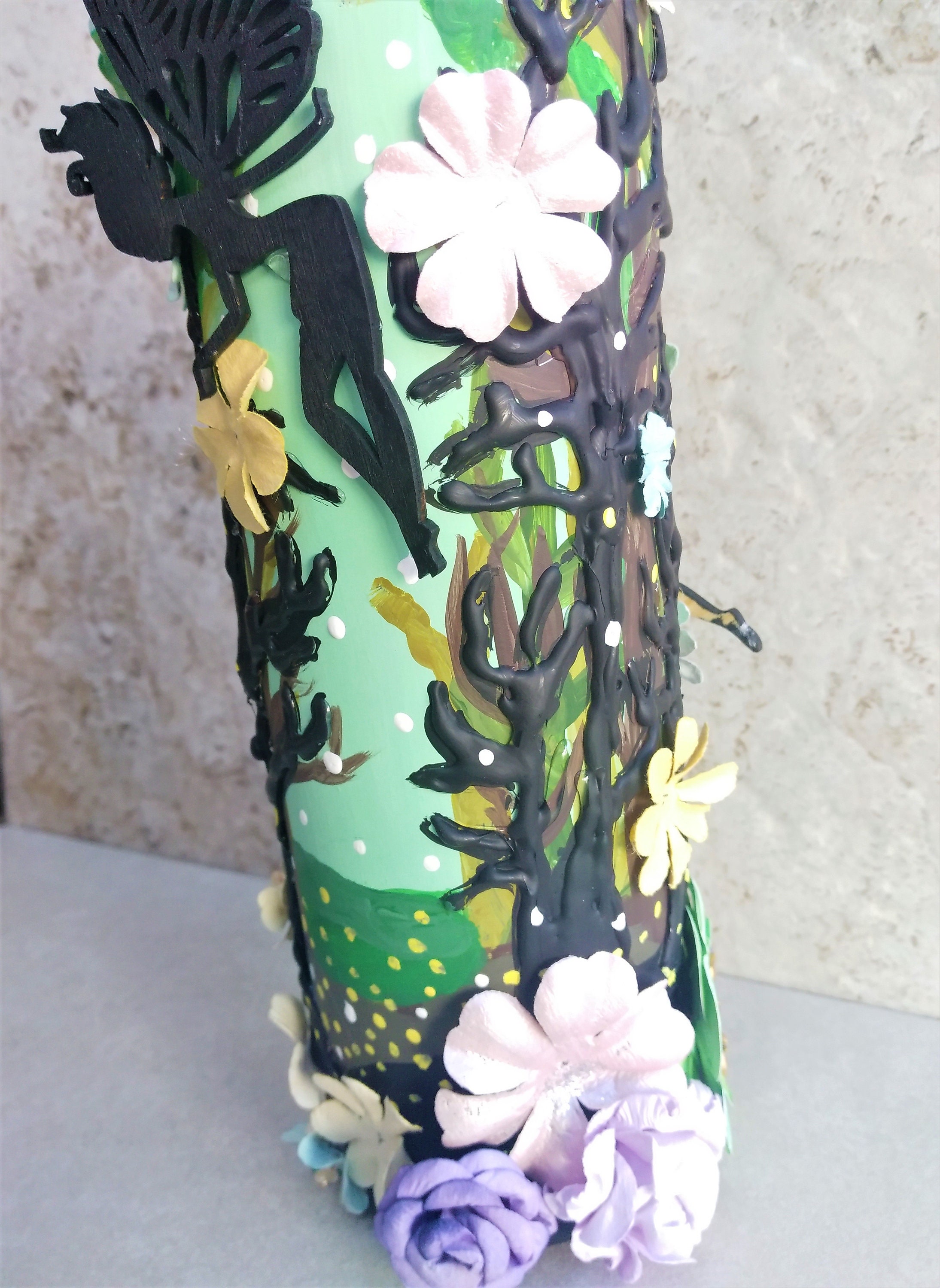 Wine Bottle Decor Enchanted Forest Garden Art Fairy Decor Etsy