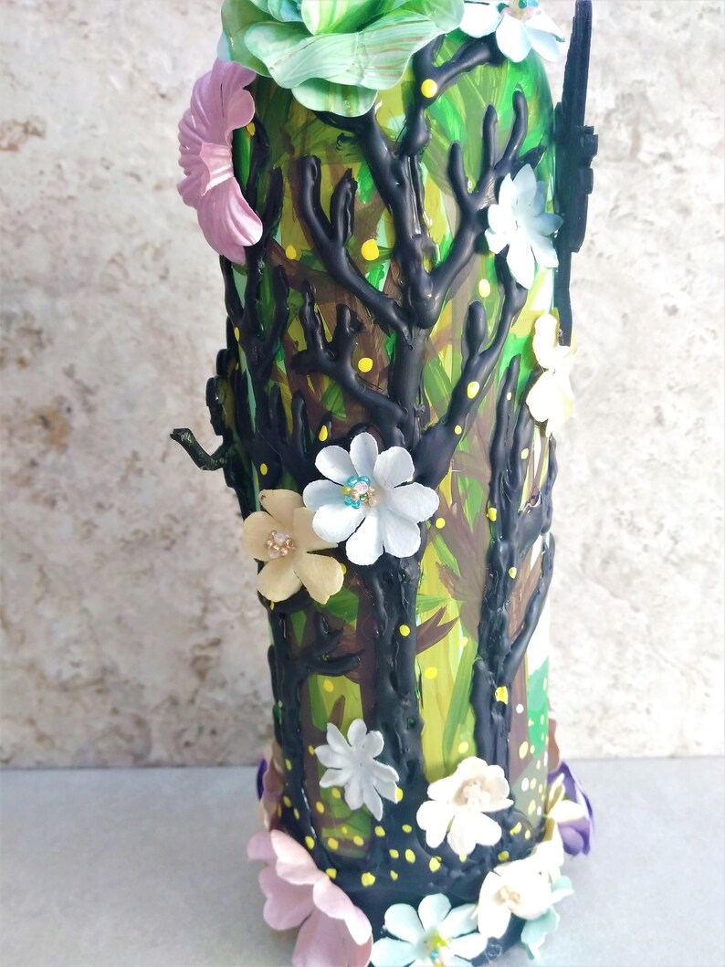 Wine Bottle Decor Enchanted Forest Garden Art Fairy Decor Etsy