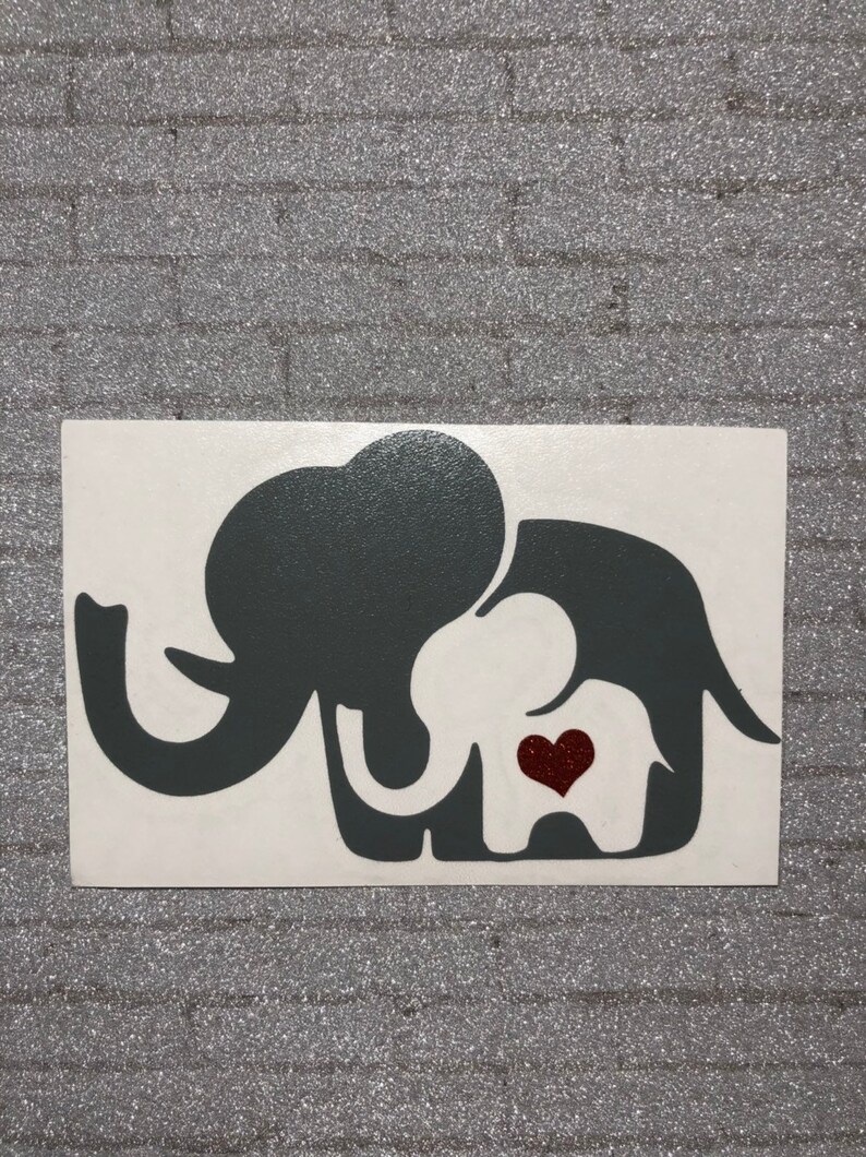 Mama and Baby Elephant With Heart Sticker Design Laptop Vinyl Etsy