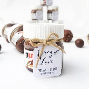 Personalised Mini Nutella jar Give away Tags/Bonbonniere for all occasions