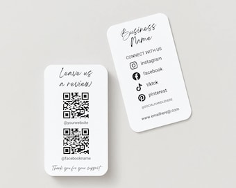 Leave us a Review QR Code Sign Template for Canva, Google Review Sign,Facebook Review,Business Review Us Request,DIY Business Card Scannable