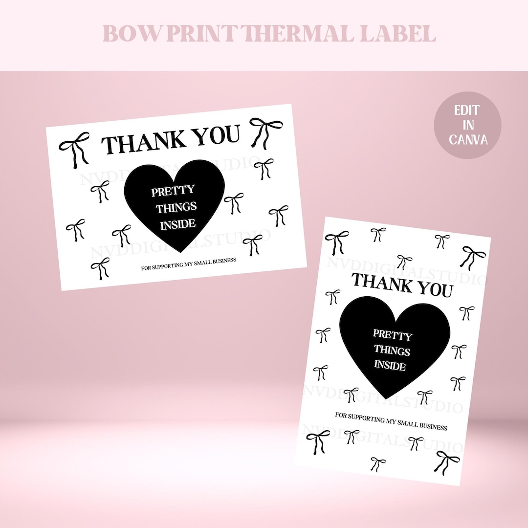 Retro Bow Box Label Canva Template,editable Packaging Label,order ...
