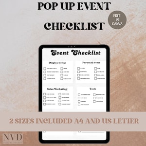 Pop Up Shop Checkist,Canva Template for Vendor Booth,Craft show Vendor Event Planner Printable,Instant Download Booth Checklist for Markets