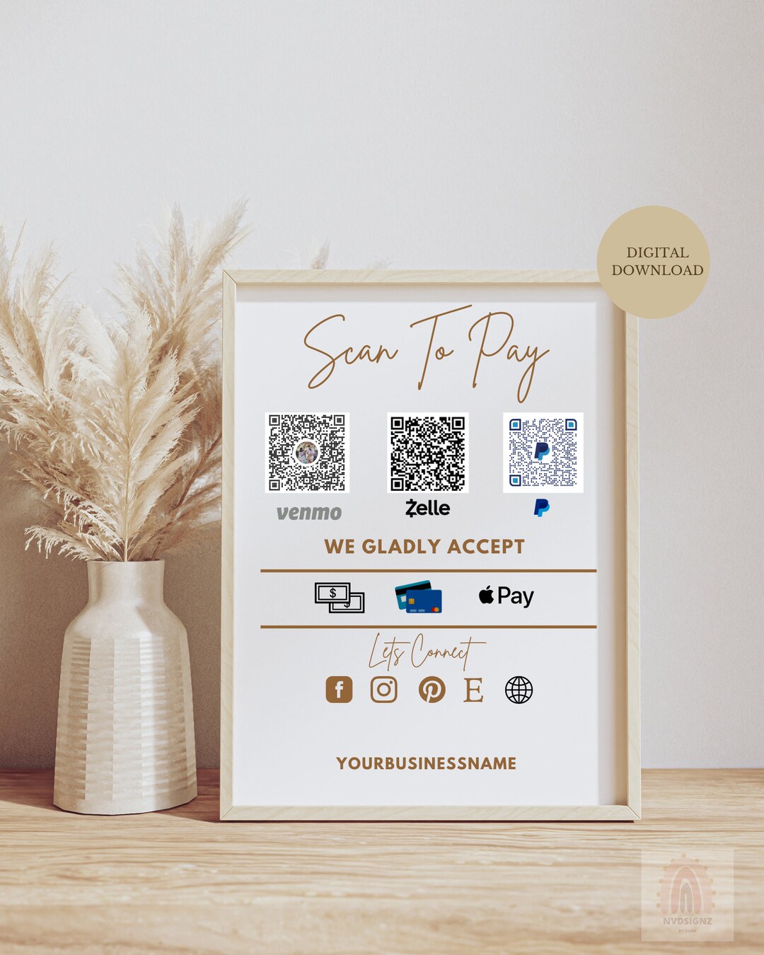 Scan to Pay Editable QR Code Sign Template Canva, Printable Payment ...