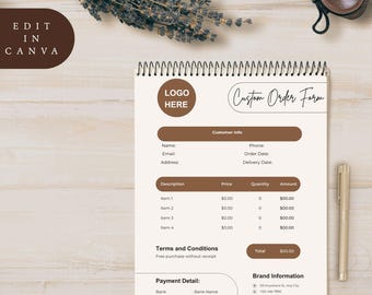 Custom Order Form Editable Canva Template,Craft Small Business Order Form Template,Etsy Shop Craft Business Forms,Instant Digital Download