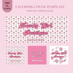Howdy Girls Boots Western Facebook Cover Canva Template,Facebook Banner Business Cover Image,Facebook Cover,DIY Editable Facebook Canva