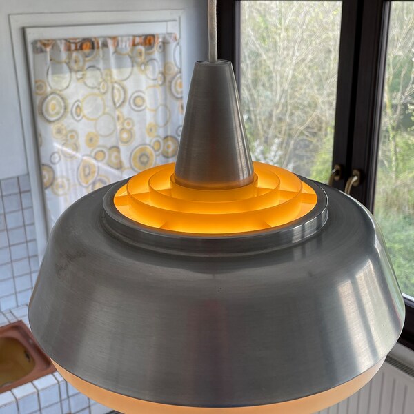 Lampe à suspendre en métal brossé des années 1960, Danemark