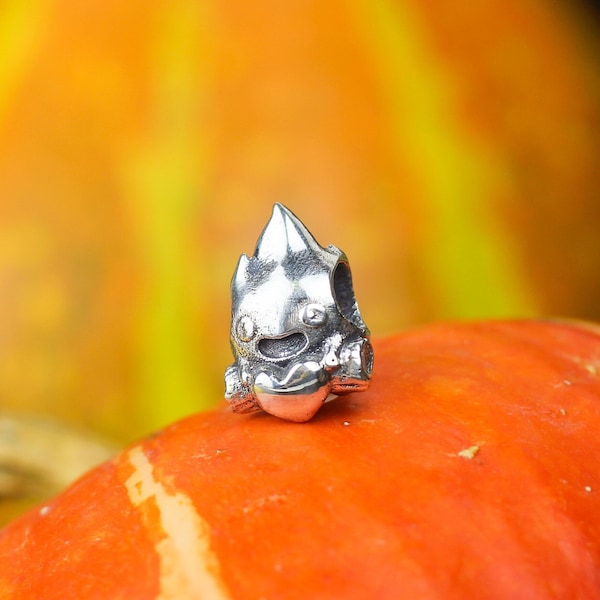 Silver Fire Demon Bead, Sterling Silver, Bracelet Bead, Gift for Anime Lover, Anime Gift