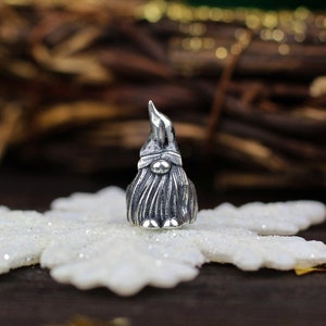 Sterling silver gnome, bracelet bead, cute silver gnome, interesting gift, Christmas gift, Christmas gnome gift image 3