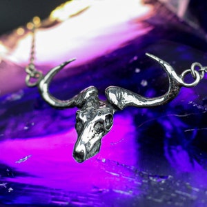 Bull Skull Necklace 925 Sterling Silver Pendant Western Gothic Exclusive Jewelry Skull Necklace