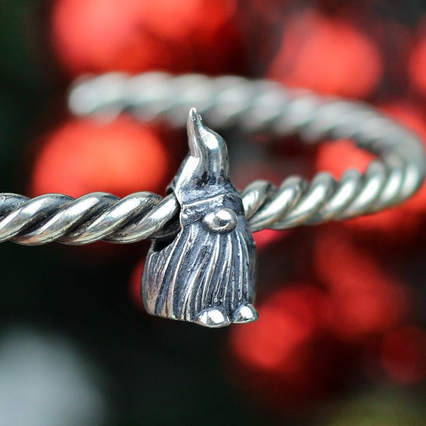 Nain en argent sterling, bracelet en perles, joli nain en argent, cadeau intéressant, cadeau de Noël, cadeau de nain de Noël