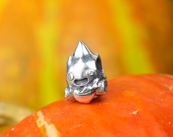 Silver Fire Demon Bead, Sterling Silver, Bracelet Bead, Gift for Anime Lover, Anime Gift