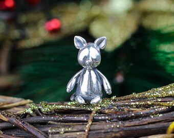 Silver fox bead, bracelet charm, gift for girls, 925 sterling silver charm, toy fox, handmade silver jewelry, unique jewelry.