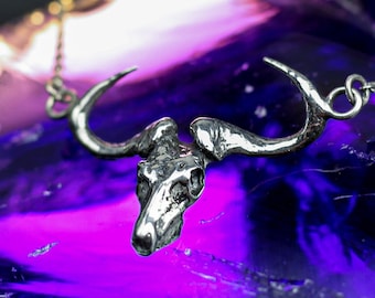 Bull Skull Necklace 925 Sterling Silver Pendant Western Gothic Exclusive Jewelry Skull Necklace