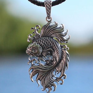 925 Sterling silver fish necklace, fish pendant, ocean jewelry, fisherman aesthetic, gifts for him, handmade jewelry, nature necklace