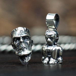 Set of silver Frankenstein charms,Beads Charm Bracelet 925 Sterling Silver Halloween Gift Victor Frankenstein Scary Necklaces For Halloween
