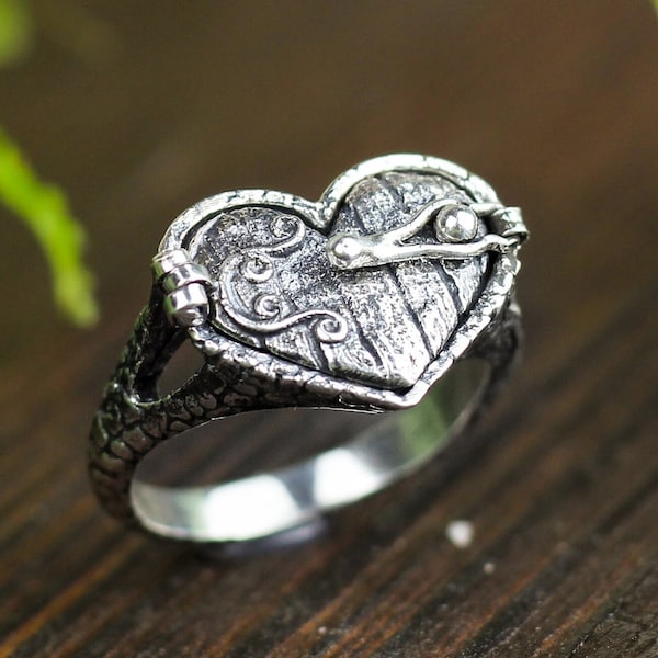 Médaillon coeur, médaillon, Saint-Valentin, porte de fée, médaillon en argent sterling 925, bijoux elfe, porte hobbit, bijoux magiques