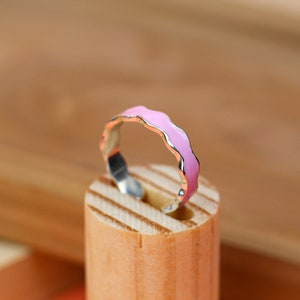 Enamel Wiggly Ring, Jelly Ring, adjustable ring, wavy ring, enamel jewellery, 925 sterling silver, wave ring, silver enamel ring