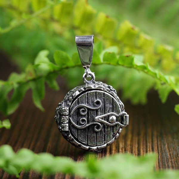 Sterling Silver Locket, Fairy Door, Hobbit Jewelry, Elf Jewelry, Mountain Pendant, Hobbit Door, Magic Jewelry, Nature Lovers