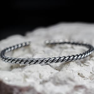 Twist Cuff Bracelet, Sterling Silver Rope Cuff, Heavy Twisted Bangle, Stackable Cuff Bracelet, Adjustable Cuff,  Open Bangle Bracelet