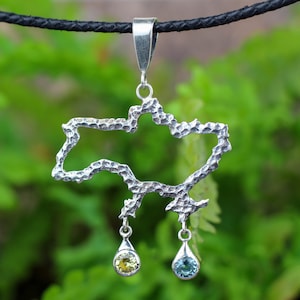 Ukrainian necklace, pendant map of ukraine, necklace map of ukraine,silver pendant, pendant with topaz and citrine