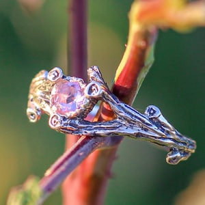 Natural Amethyst Ring, 925Sterling Silver Ring, Engagement ring, Promise ring, Unique gifts for her, Fairy rings with Amethyst , Nature ring