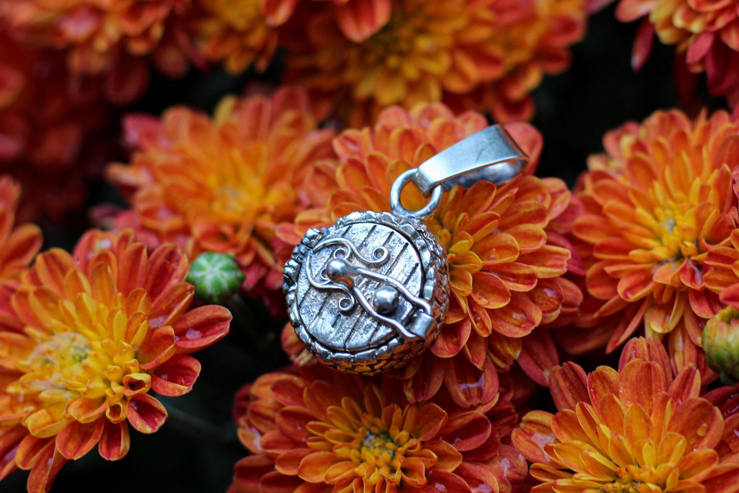 Sterling Silber Medaillon, Fee Tür, Hobbit Schmuck, Elfen Schmuck, Berg Anhänger, Hobbit Tür, magische Schmuck, Natur-Liebhaber