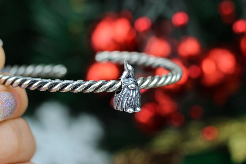 Nain en argent sterling, bracelet en perles, joli nain en argent, cadeau intéressant, cadeau de Noël, cadeau de nain de Noël image 1