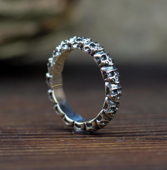Sterling Silver Skull Ring, Witchy Sterling Silver Jewelry, Gothic