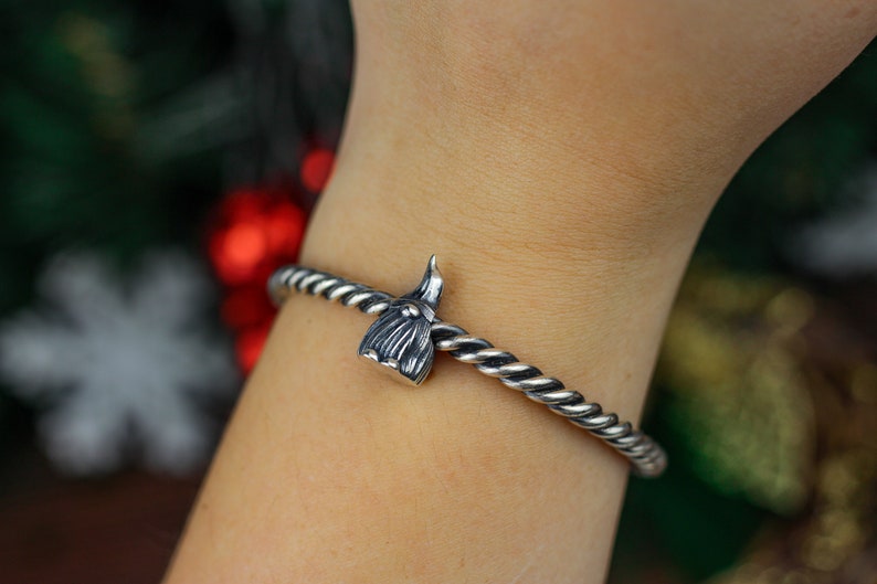 Nain en argent sterling, bracelet en perles, joli nain en argent, cadeau intéressant, cadeau de Noël, cadeau de nain de Noël image 9