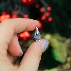 Sterling silver gnome, bracelet bead, cute silver gnome, interesting gift, Christmas gift, Christmas gnome gift image 6