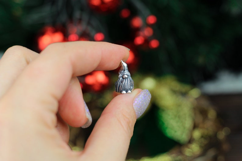 Sterling silver gnome, bracelet bead, cute silver gnome, interesting gift, Christmas gift, Christmas gnome gift image 6