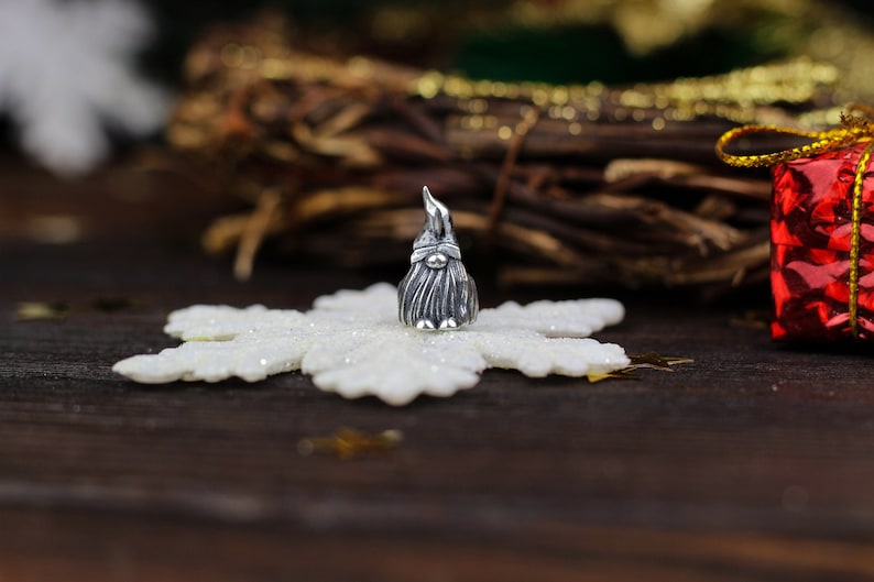 Sterling silver gnome, bracelet bead, cute silver gnome, interesting gift, Christmas gift, Christmas gnome gift image 3