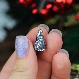 Sterling silver gnome, bracelet bead, cute silver gnome, interesting gift, Christmas gift, Christmas gnome gift image 5